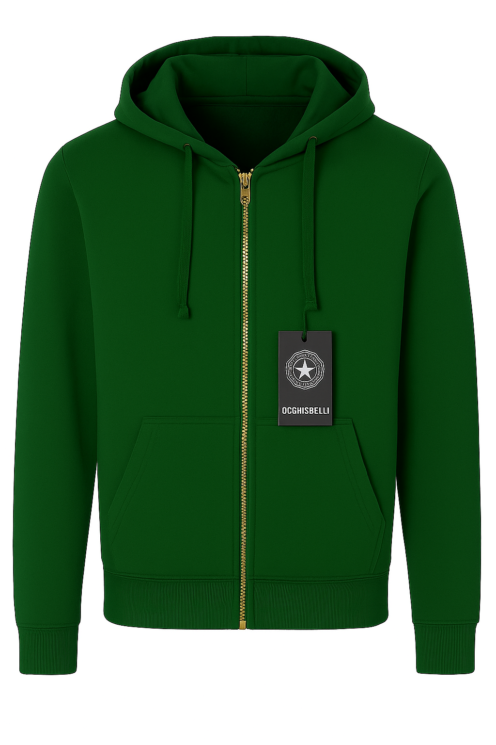 Csuklyás cipzáros pulóver (zöld)